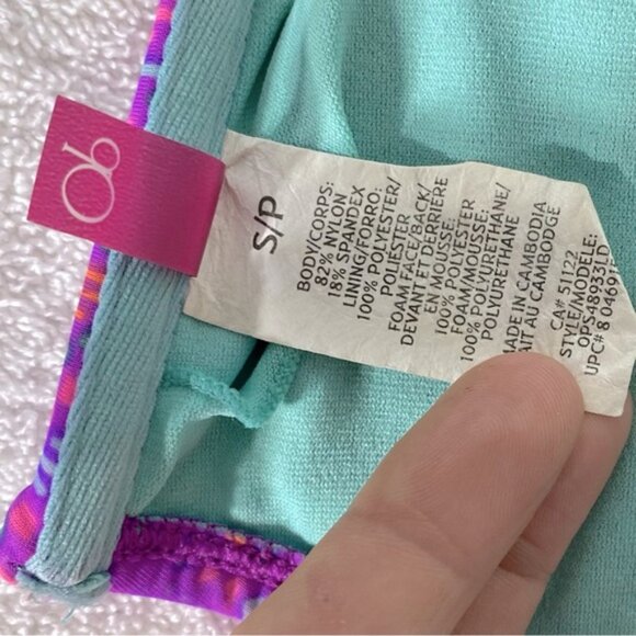 5/$25 OP Purple and Pink Fringe Bandeau Strapless Bikini Top S - Picture 5 of 10